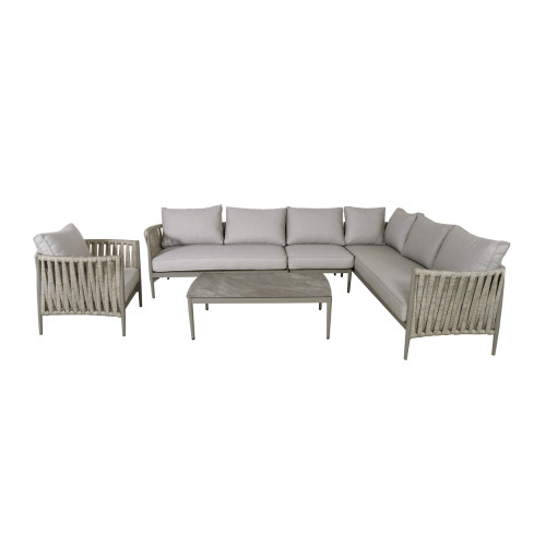 Milan Large Corner Sofa Set With Armchair - Cool Linen