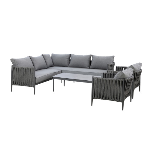 Milan Small Corner Sofa Set With Armchair x2 - Charcoal