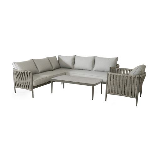 Milan Small Corner Sofa Set With Armchair - Cool Linen