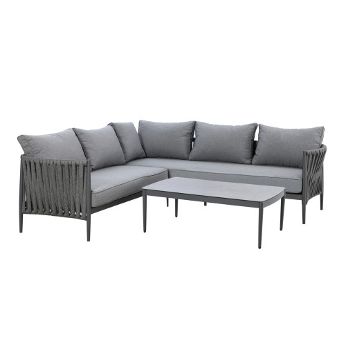 Milan Small Corner Sofa Set With Armchair - Charcoal