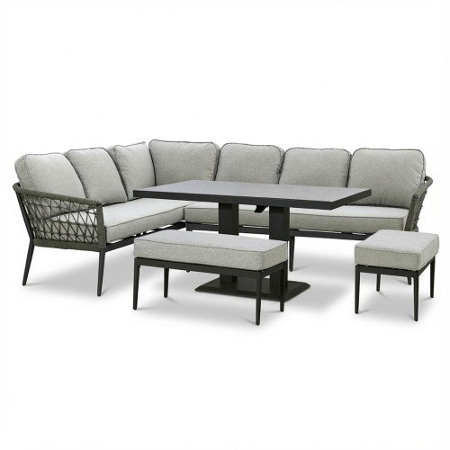 Monaco Rectangular Corner Dining Set with Rising Table - Ivy Green