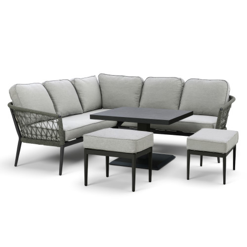 Monaco Square Corner Dining Set with Rising Table - Ivy Green