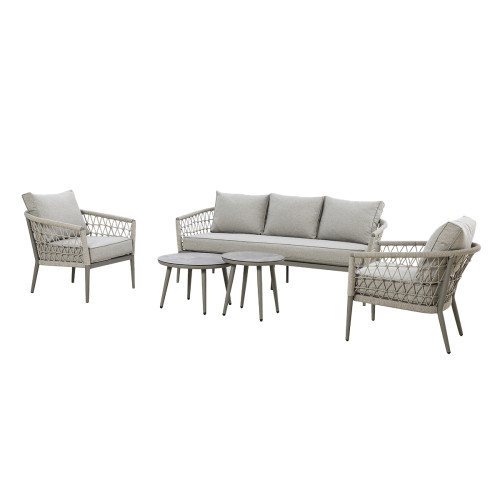 Monaco 3 Seat Sofa Set - Cool Linen