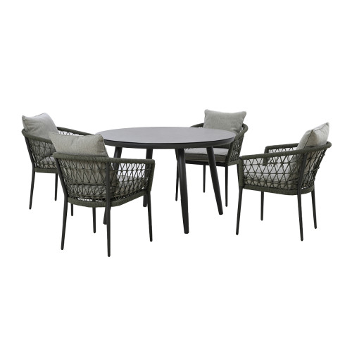 Monaco 4 Seat Round Dining Set With Lazy Susan - Ivy Green
