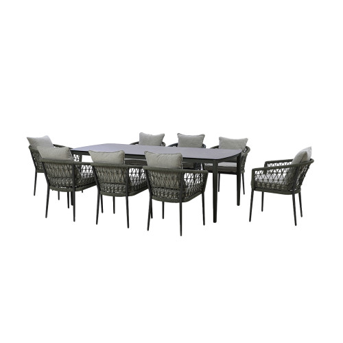 Monaco 8 Seat Rectangular Dining Set - Ivy Green