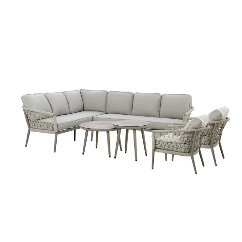 Monaco Large Corner Sofa Set With Armchair x2 - Cool Linen