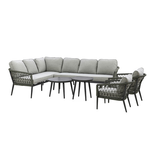 Monaco Large Corner Sofa Set With Armchair x2 - Ivy Green