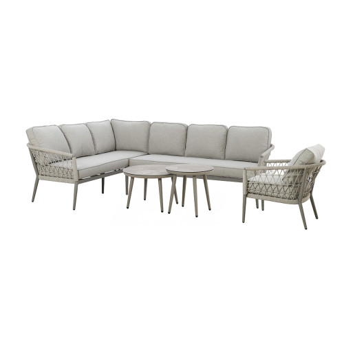 Monaco Large Corner Sofa Set With Armchair - Cool Linen