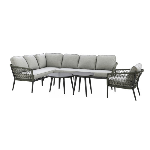 Monaco Large Corner Sofa Set With Armchair - Ivy Green