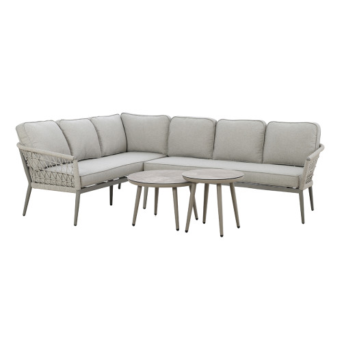 Monaco Large Corner Sofa Set - Cool Linen