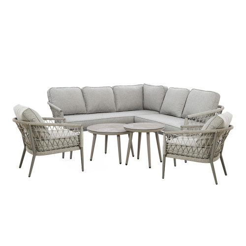 Monaco Small Corner Sofa Set With Armchair x2 - Cool Linen