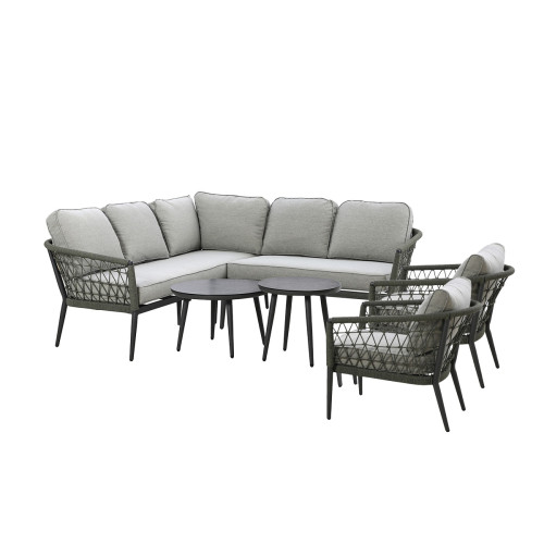 Monaco Small Corner Sofa Set With Armchair x2 - Ivy Green