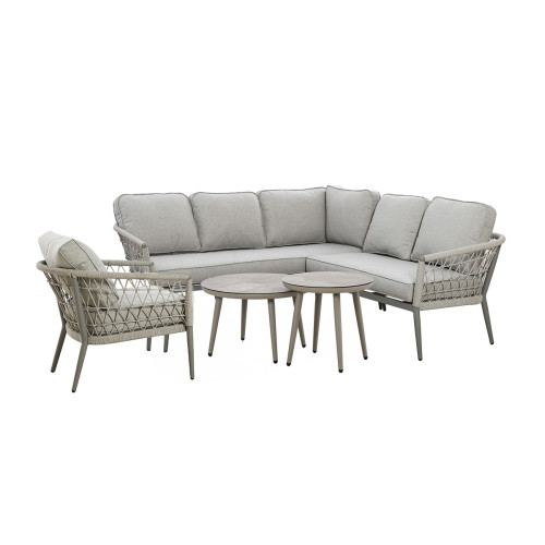 Monaco Small Corner Sofa Set With Armchair - Cool Linen