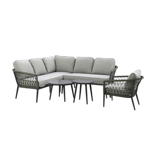 Monaco Small Corner Sofa Set With Armchair - Ivy Green