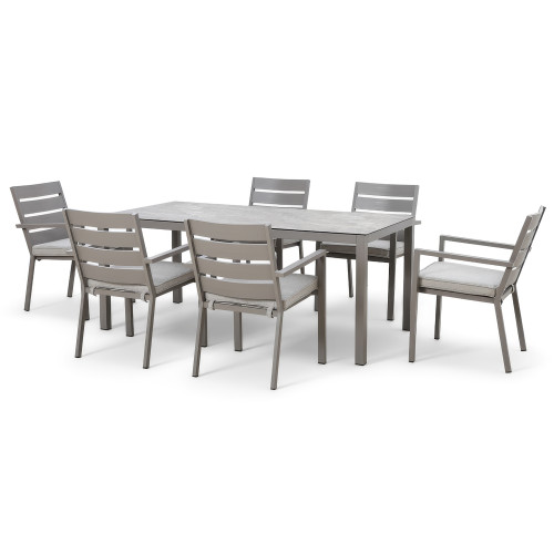 Montreal 6 Seat Rectangular Dining Table - Cool Linen