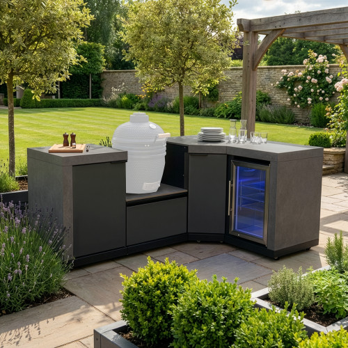 Maze Ember Outdoor Kitchen Small Kamado Corner Set with Right Fridge (without Kamado)