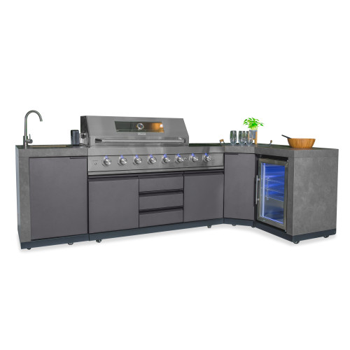Maze Ember Outdoor Kitchen Corner Gas BBQ with Sink and Fridge