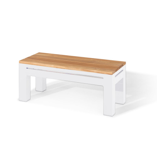 Oslo Rectangular Teak Top Side Table / White