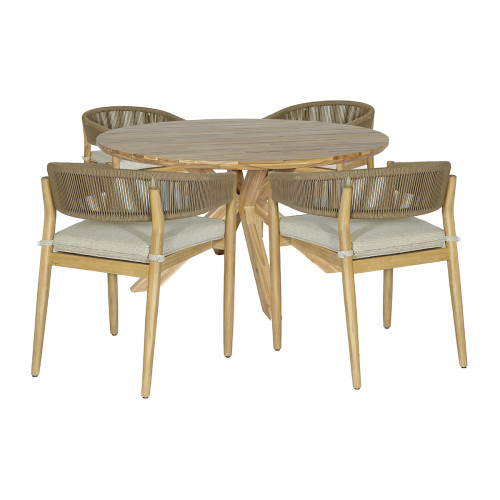 New Porto 4 Seat Round Dining Set - Sandstone