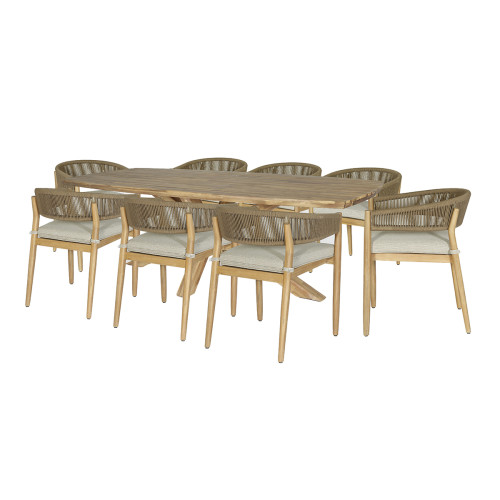 New Porto 8 Seat Rectangular Dining Set - Sandstone