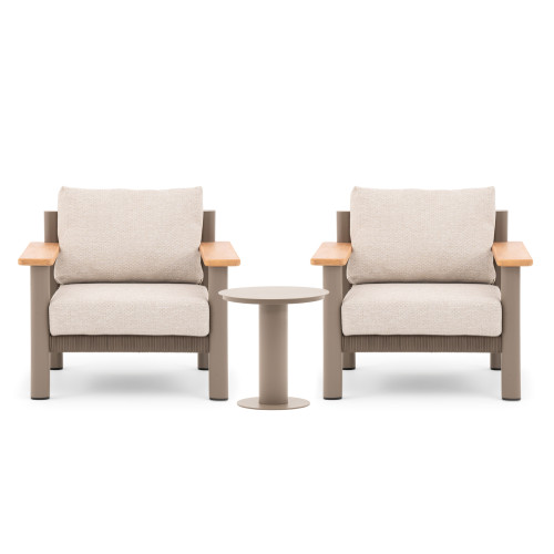 Sicily 2 Seat Lounge Set - Cafe Frame-Latte Cushion