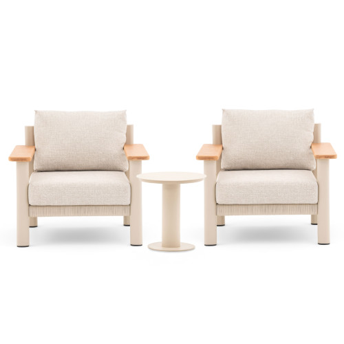 Sicily 2 Seat Lounge Set - Latte Frame/Latte Cushion