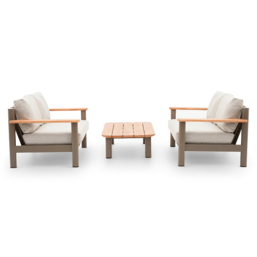 Sicily Sofa Set With 2 x 2 Seat Sofas - Café Frame-Latte Cushions