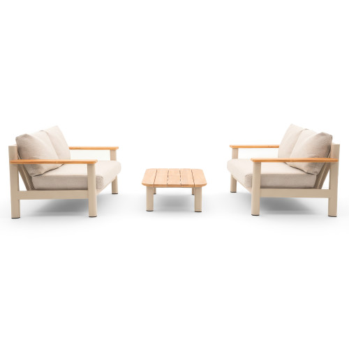 Sicily Sofa Set With 2 x 2 Seat Sofas - Latte Frame/Latte Cushions
