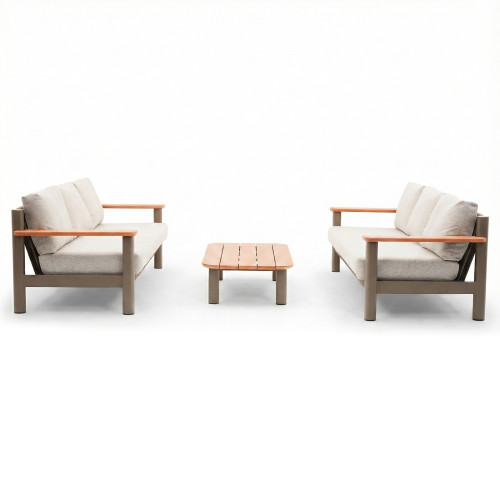 Sicily Sofa Set With 2 x 3 Seat Sofas - Café Frame-Latte Cushions