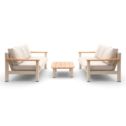 Sicily Sofa Set With 2 x 3 Seat Sofas - Latte Frame/Latte Cushions