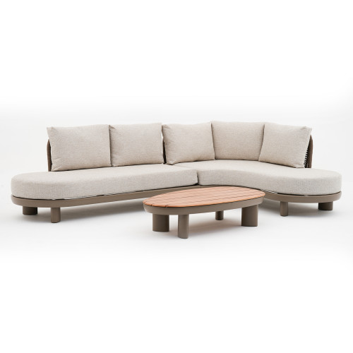 Sicily Curve Corner Sofa Set - Cafe Frame-Latte Cushion
