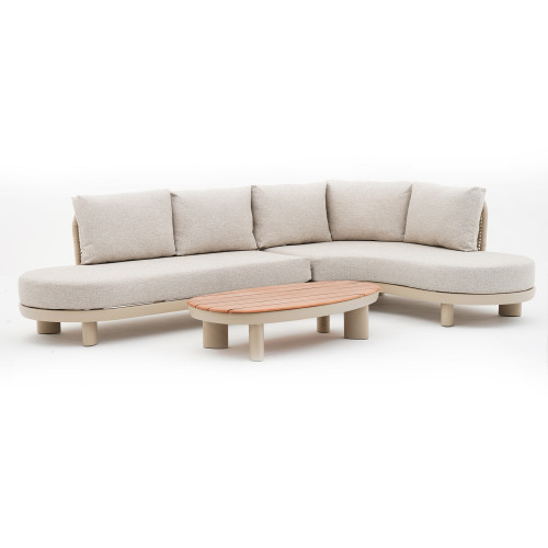 Sicily Curve Corner Sofa Set - Latte Frame/ Latte Cushion