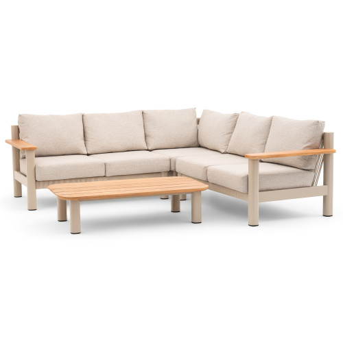 Sicily Corner Sofa Set - Latte Frame/Latte Cushions
