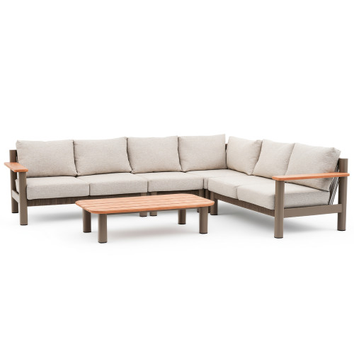 Sicily Large Corner Sofa Set - Café Frame-Latte Cushions