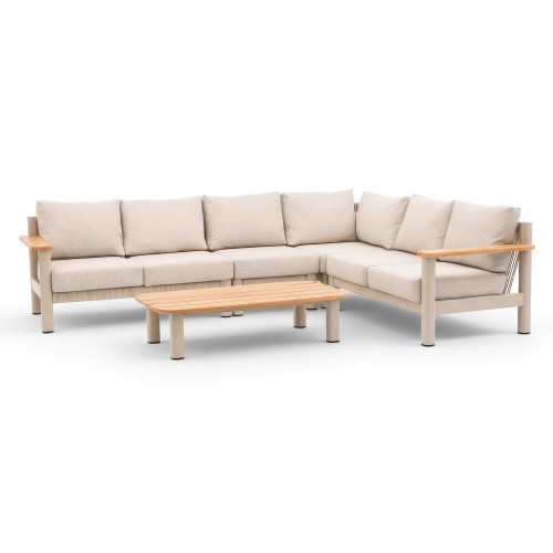 Sicily Large Corner Sofa Set - Latte Frame/Latte Cushions