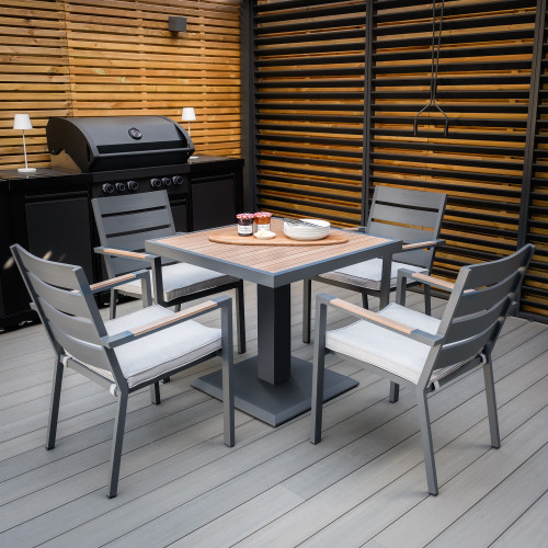Vancouver 4 Seat Square Dining Set - Dove Grey