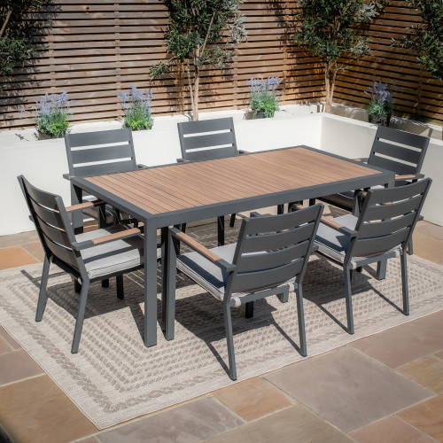 Vancouver 6 Seat Rectangular Dining Set - Dove Grey