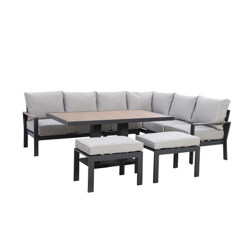 Vancouver Large Corner Dining Set With Rectangular Rising Table - Dove Grey