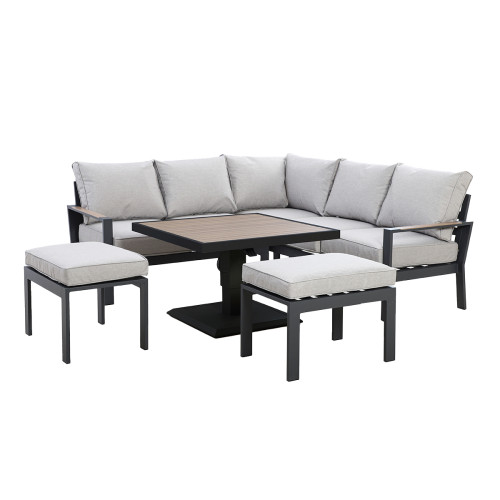 Vancouver Small Corner Dining Set With Square Rising Table - Dove Grey